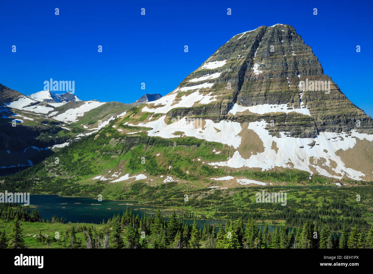 Bearhat au-dessus de la montagne lac caché dans le Glacier National Park, Montana Banque D'Images