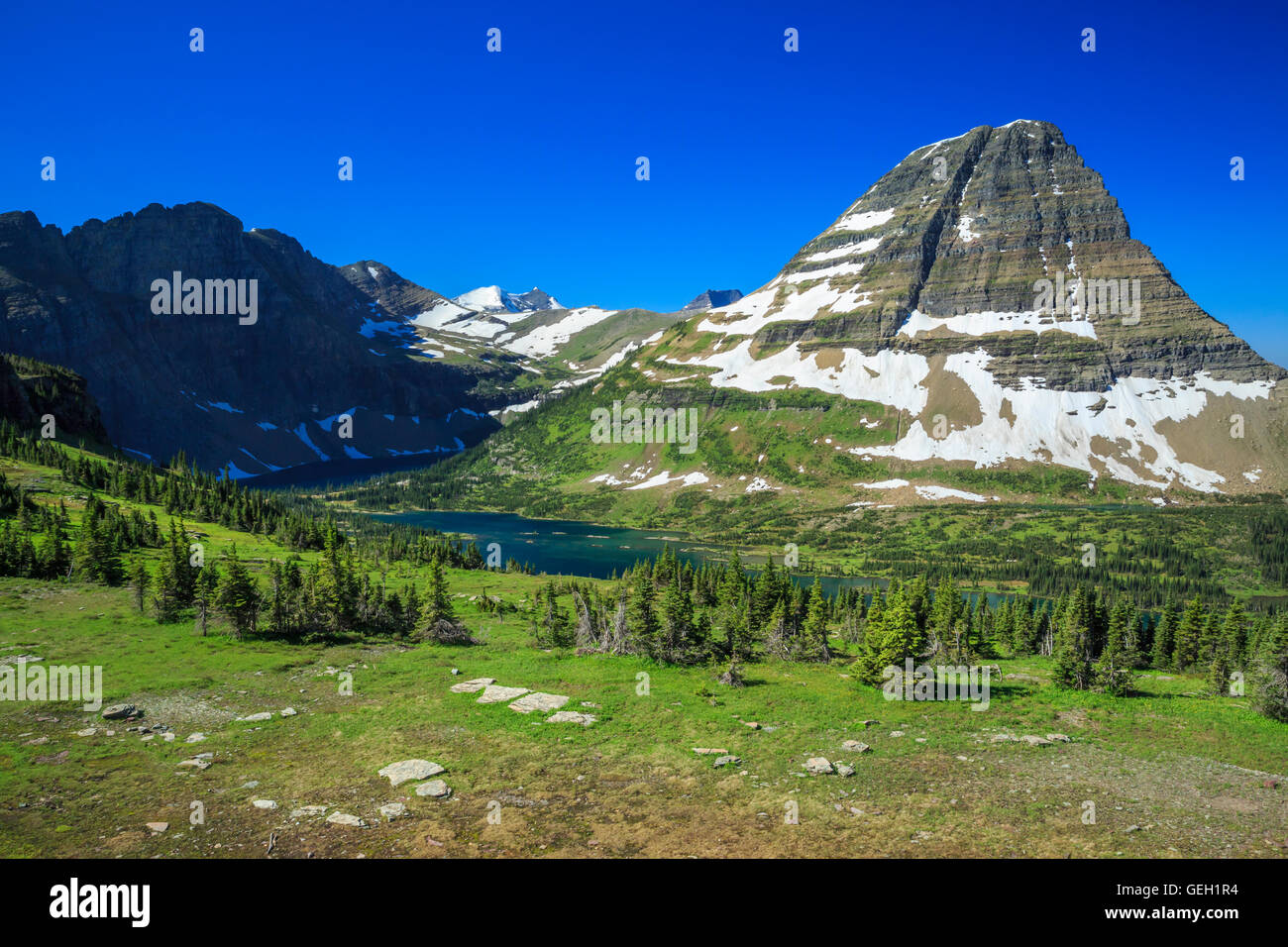 Bearhat au-dessus de la montagne lac caché dans le Glacier National Park, Montana Banque D'Images