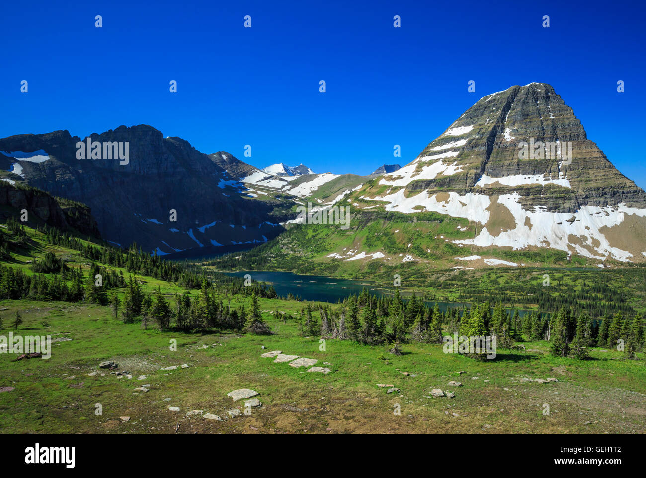 Bearhat au-dessus de la montagne lac caché dans le Glacier National Park, Montana Banque D'Images