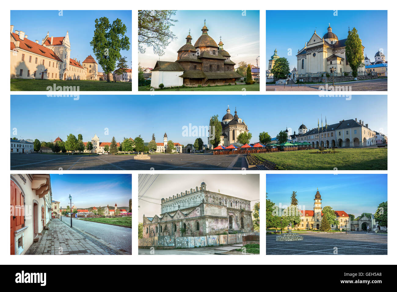 Ensemble de vues de la vieille ville de l'viv en Ukraine. Collage Banque D'Images