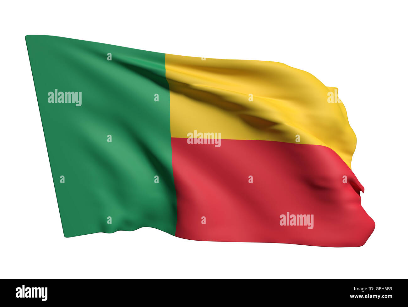 Le rendu 3D de la République du Bénin drapeaux Banque D'Images