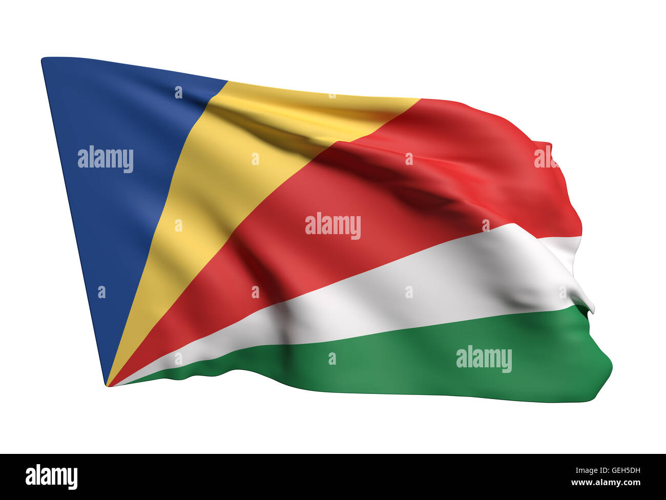 Le rendu 3D de brandir le drapeau des Seychelles Banque D'Images