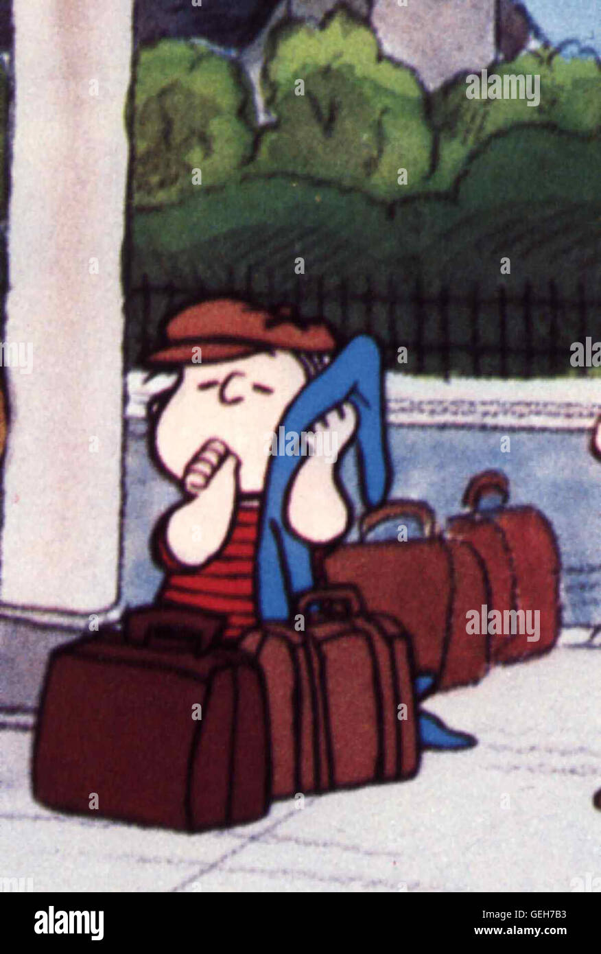 Linus *** *** 1980 légende locale, Bon Voyage, Charlie Brown, Gute Reise, Charlie Brown Banque D'Images