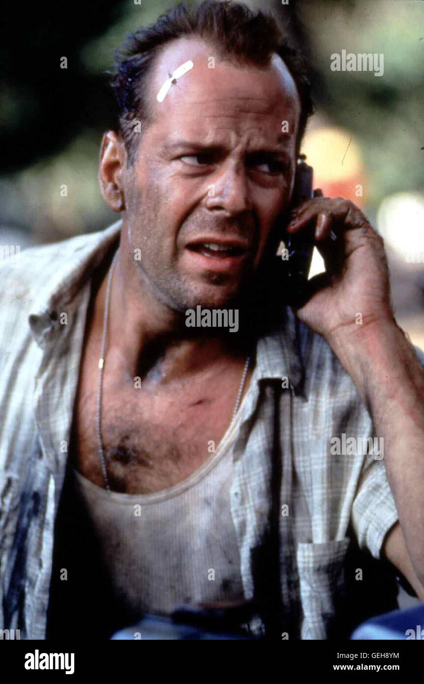 Bruce Willis Cop John McClane (Bruce Willis), eigenwilliger Einzelgaenger ein, hat einen schlechten Tag erwischt. *** *** Légende locale 1995, Die Hard With A Vengeance, Stirb Langsam 3 - Jetzt Erst Recht Banque D'Images
