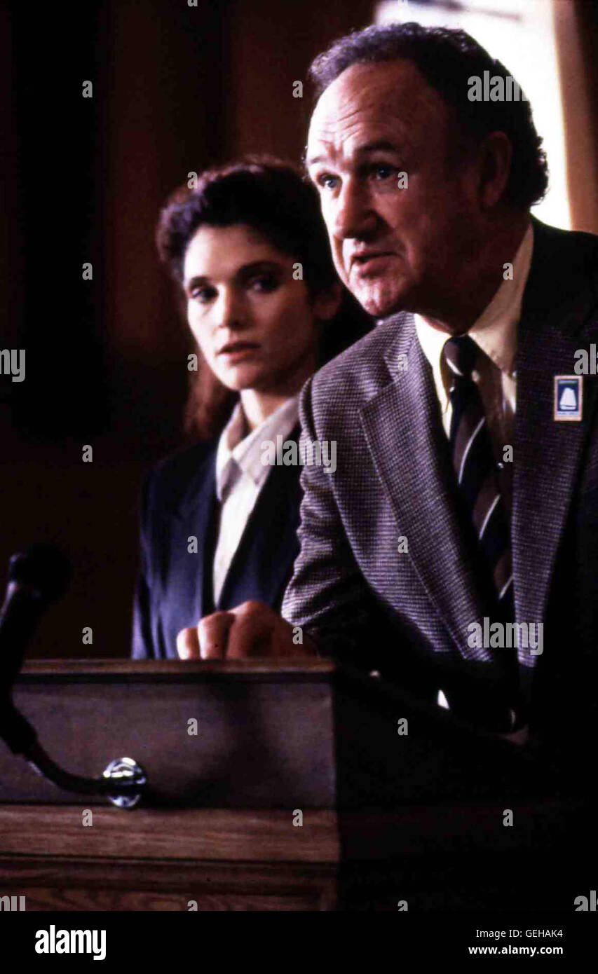 Elizabeth Mastrantoni, Gene Hackman eines Tages sich die Vater (Gene Hackman) und Tochter (Elizabeth Mastrantoni) im Prozess gegen einen Automobilkonzern gegenueber. *** *** Légende locale 1991, Class Action, das Gesetz der Macht Banque D'Images