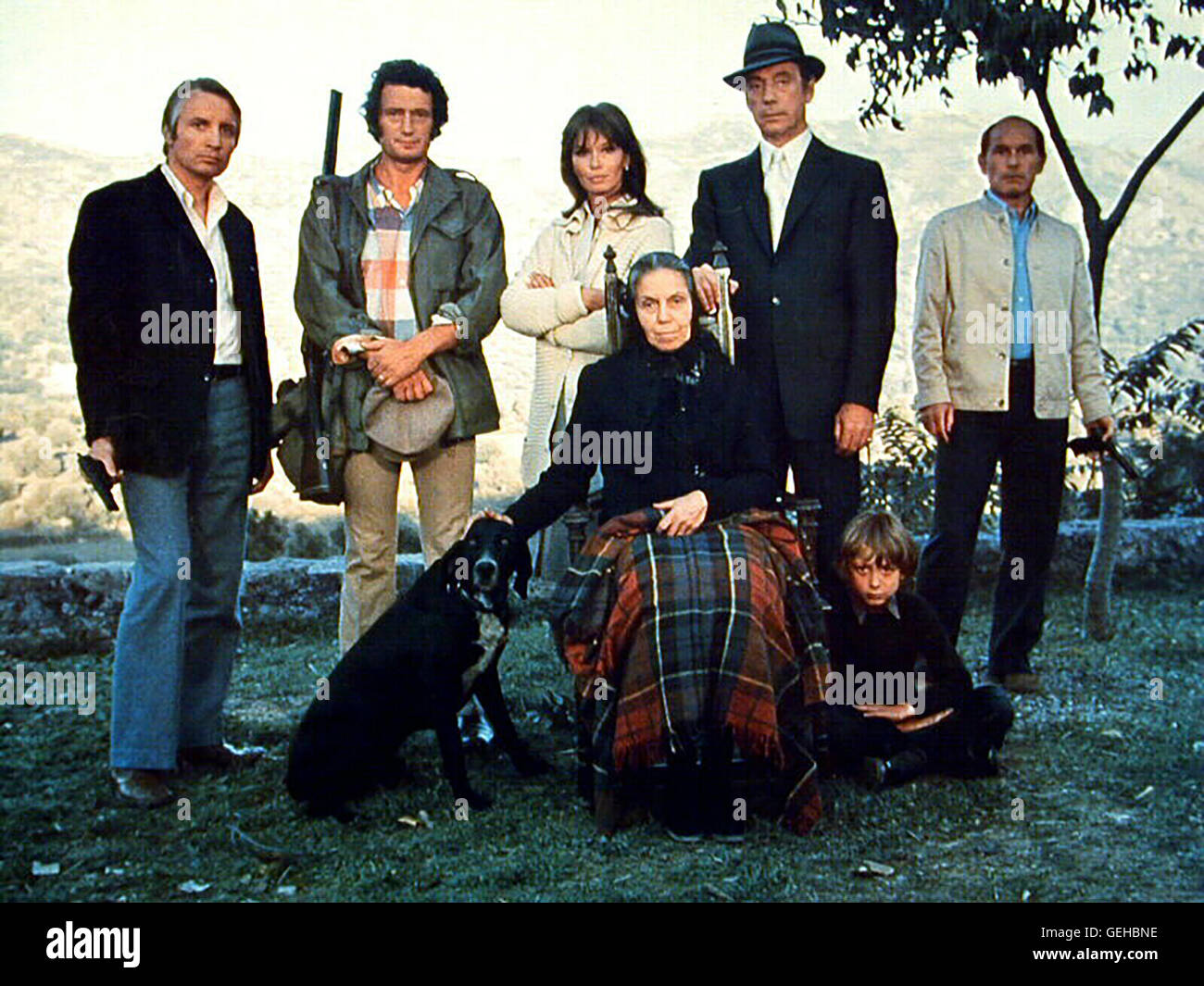 ?, Frédéric de Pasquale, Lea Massari, Germaine Delbat, Yves Montand, Marcel Bozzuffi *** *** légende locale, 1972, le Fils, le Fils Banque D'Images