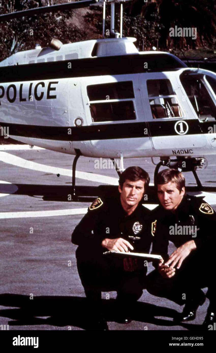 Dirk Benedict, Jim McMullan Gil (Dirk Benedict) und Don (Jim McMullan) *** légende locale *** 1974, un broyeur, Broyeur 1 Bitte Melden Banque D'Images