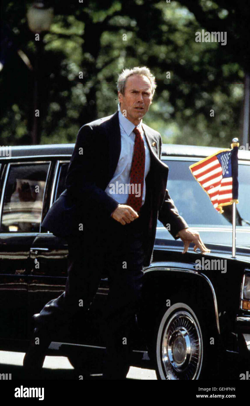 Clint Eastwood Frank Horrigan (Clint Eastwood), Bodyguard, das versucht geplante Attentat auf den amerikanischen Praesidenten Kennedy unter allen en Umstaenden zu. *** *** 1993 légende locale, dans la ligne du feu, dans la ligne de tir - Die Zweite Banque D'Images
