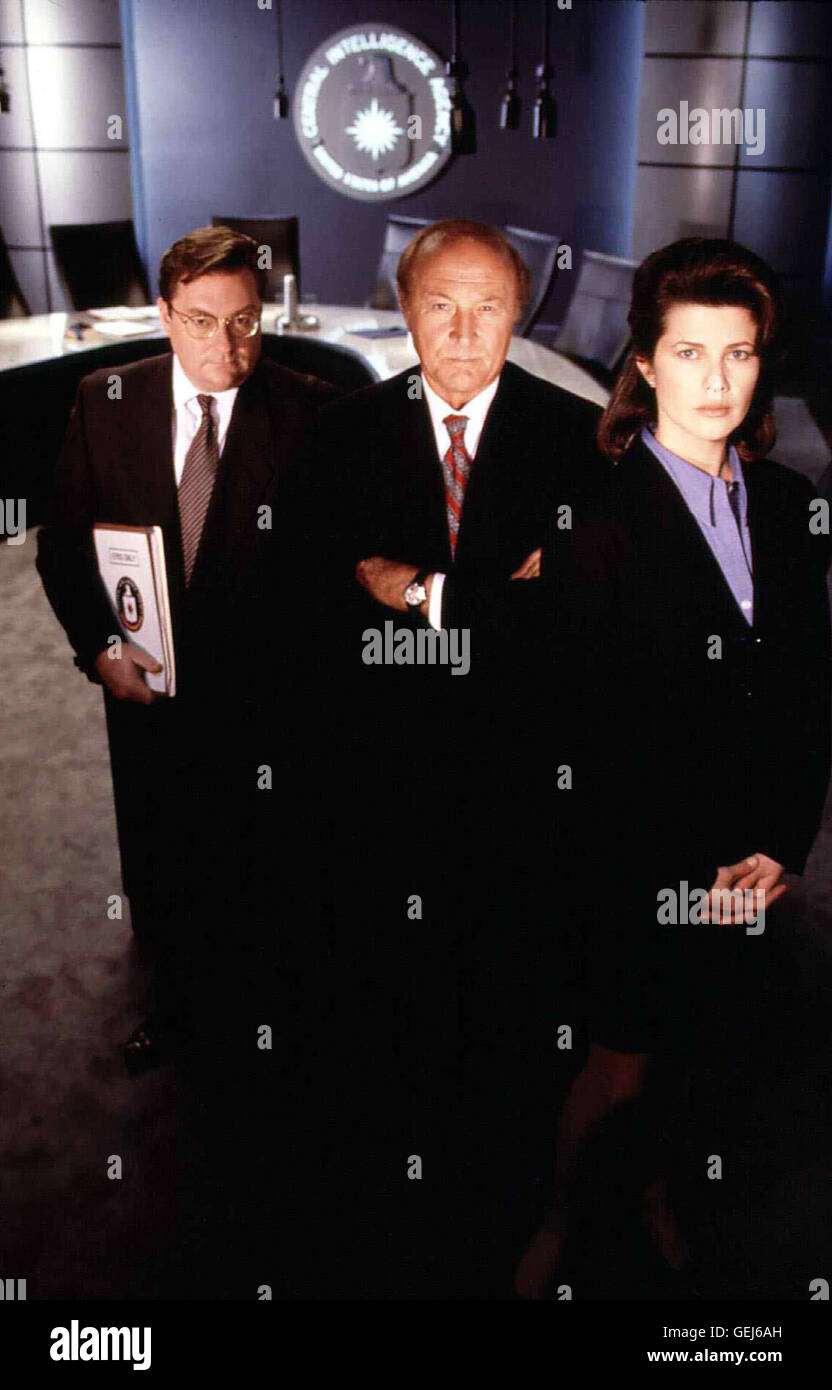 Stephen Root, Robert Loggia, Daphne Zuniga *** *** légende locale 1996, l'horloge de Pandore, l'horloge de Pandore - Killerviren An Bord Der 747 Banque D'Images