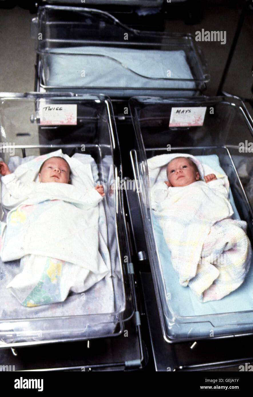 Voir die beiden Arlena Babys und werden am selben Tag Kimberley geboren und kurz nach der Geburt vertauscht *** *** légende locale 1991, Switched at birth, Bei Geburt Vertauscht Banque D'Images
