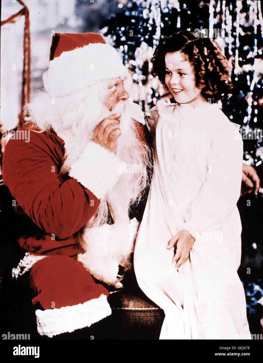 Shirley Temple visite un magasin à Santa Claus. *** *** Local Caption , 1934, 1930er, années 30, star du film, genre, Kinderstar, Mädchen, Nikolaus, Père Noël, Saint Noël, Weihnachten, enfant, noël, petite fille, Temple, Shirley Banque D'Images