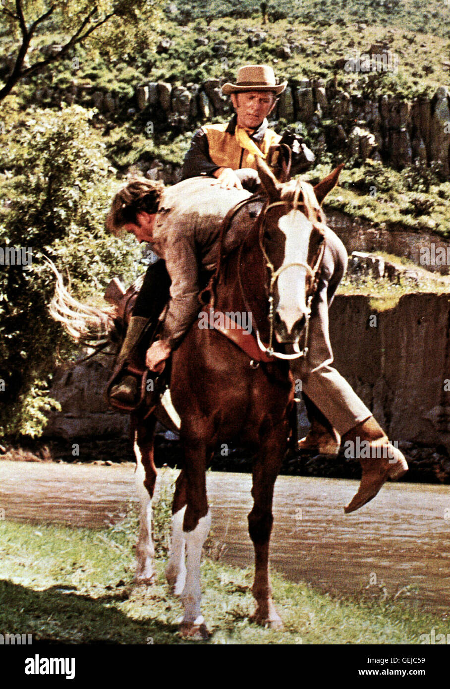 Kirk Douglas (hinten) *** légende locale *** 1967, 10960ER, 1960, Film, PFERD, Reiter, la guerre, le wagon, de l'Ouest, à cheval, à cheval, die gewaltigen Banque D'Images