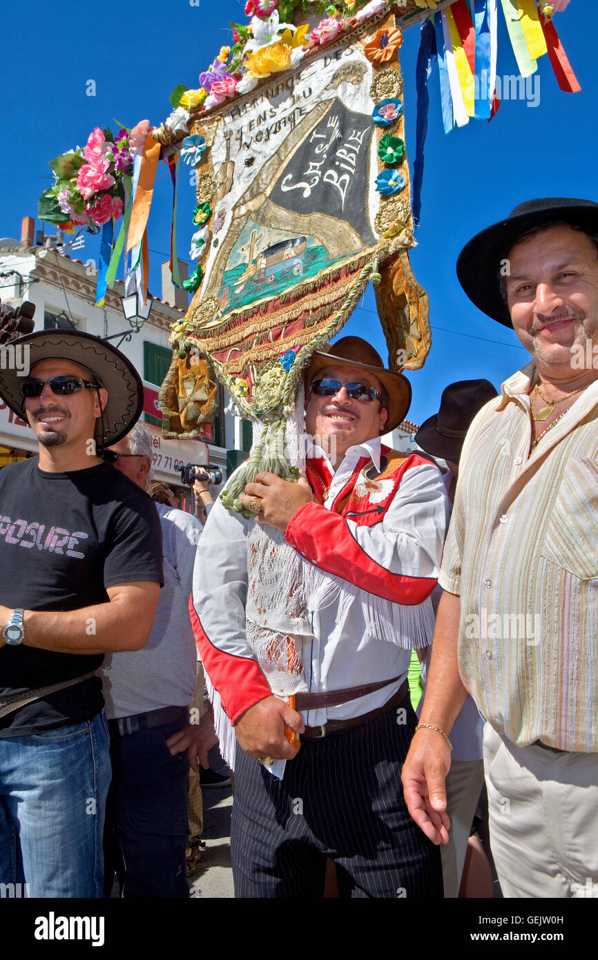 Pilgrim.Sainte Sara.procession pèlerinage gitan annuel, Les Saintes Maries de la Mer (mai),Camargue, Bouches du Rhône, France Banque D'Images