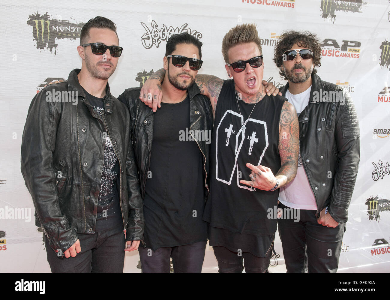 Columbus, OH, USA. Apr 26, 2015. 18 juillet 2016 - Columbus, Ohio - Jerry Horton, Tobin Esperance, Jacoby Shaddix et Tony Palermo du groupe Papa Roach assister à la presse Alternative Music Awards 2016 tenue à Jerome Schottenstein Center. Crédit photo : Jason L Nelson/AdMedia © Jason L Nelson/AdMedia/ZUMA/Alamy Fil Live News Banque D'Images