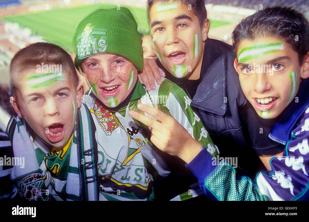 Fans de Real Valladolid c.f.. Dans Bebito estadium Villamarin, Sevilla, Espagne Banque D'Images