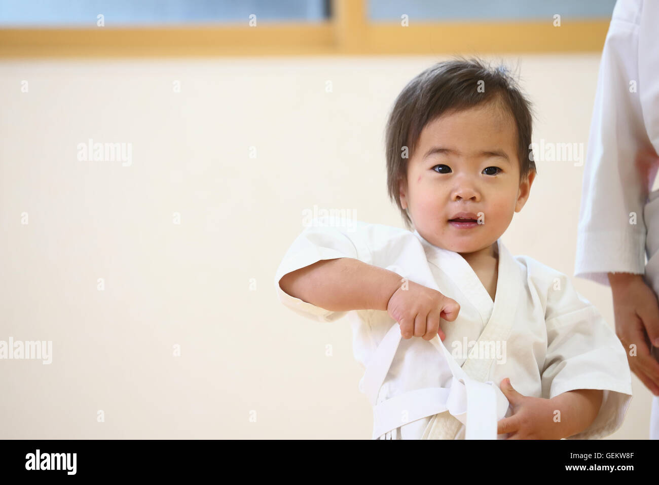 Les enfants de la classe de karaté japonais Banque D'Images