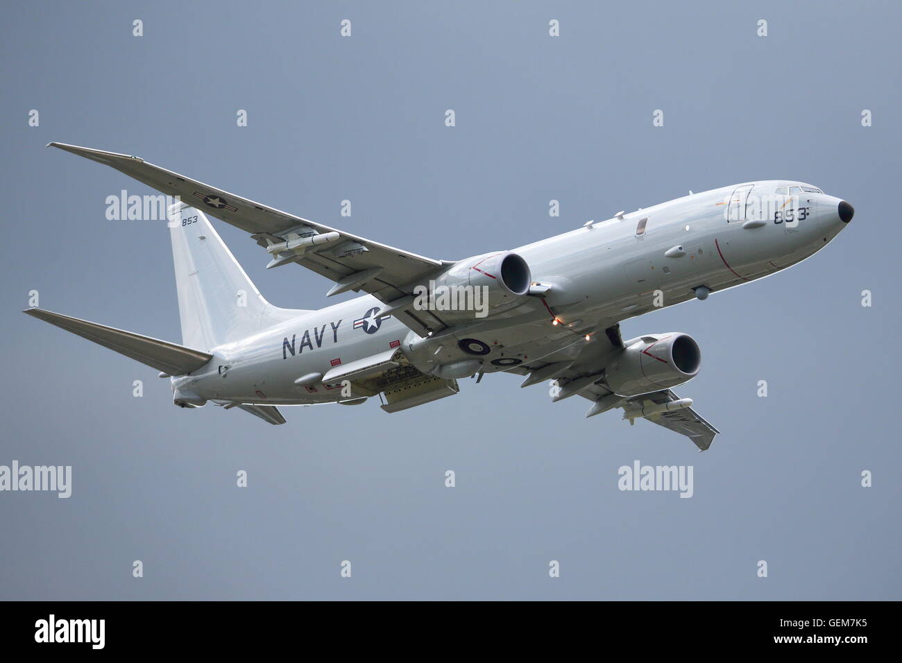 US Navy Boeing P-8A Poseidon (737-8FV) 168853 affiché au salon Farnborough International Airshow Banque D'Images