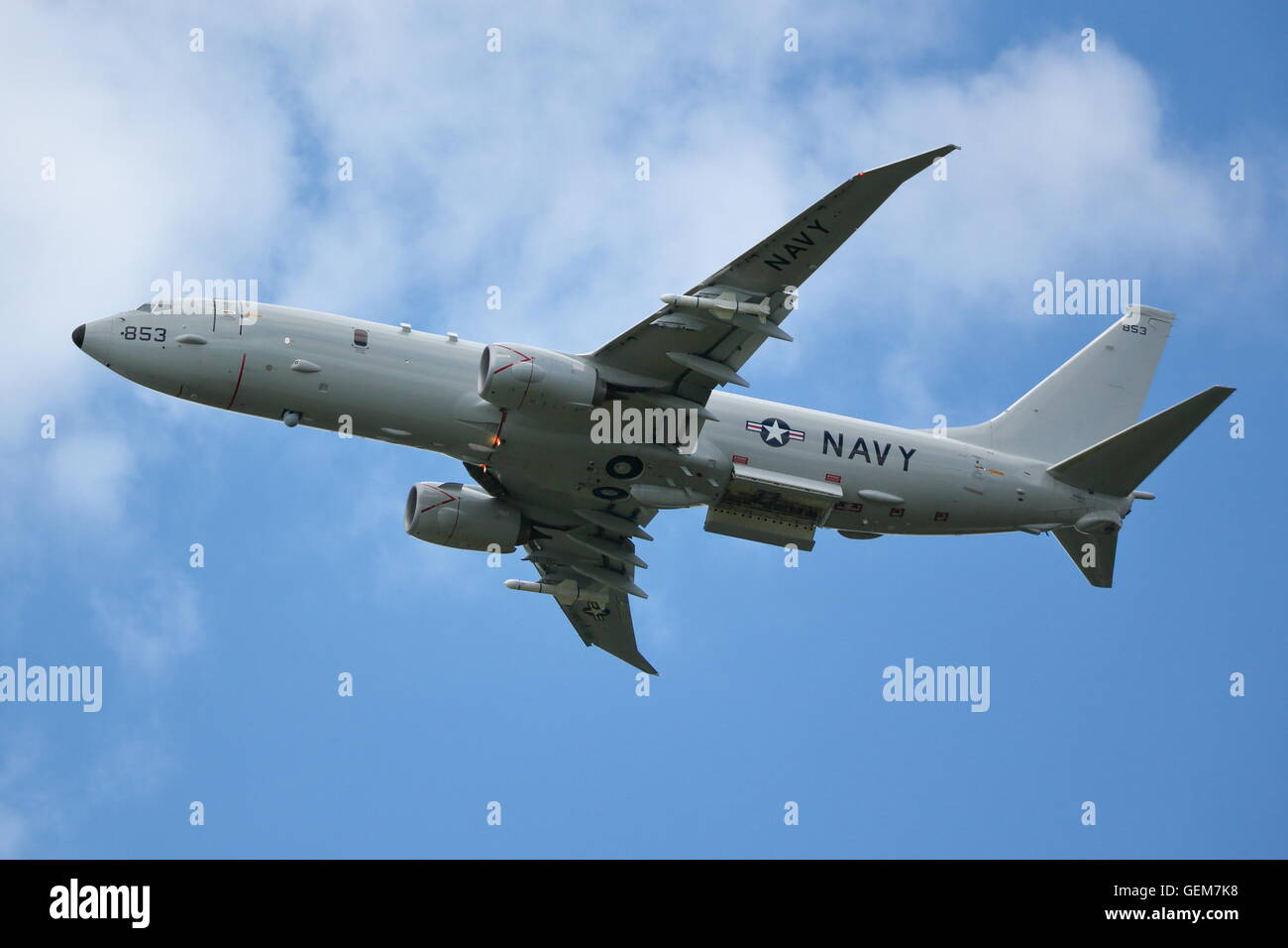 US Navy Boeing P-8A Poseidon (737-8FV) 168853 affiché au salon Farnborough International Airshow Banque D'Images