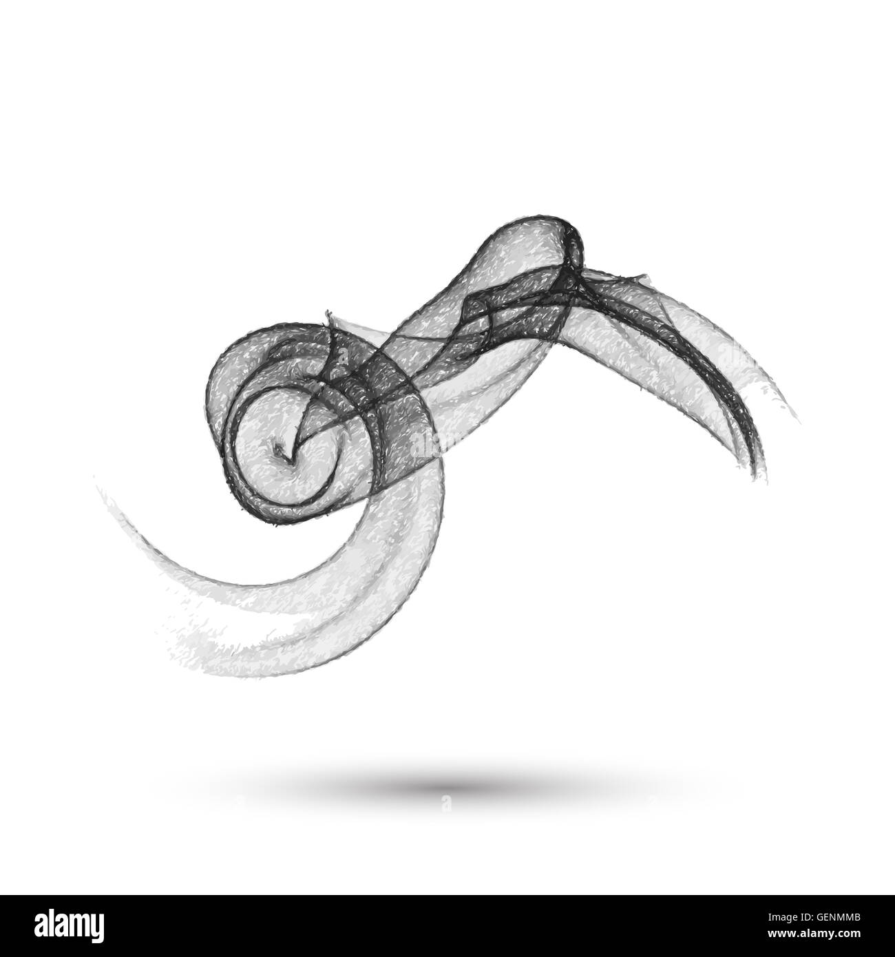 Poire à fumée abstrait illustration tirée sur fond blanc avec copyspace Banque D'Images