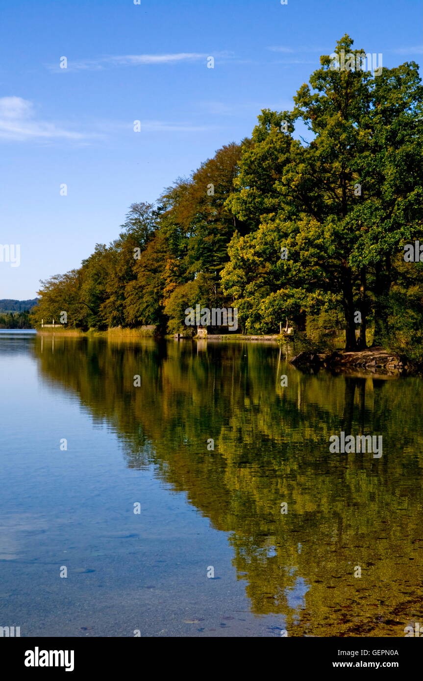 Géographie / voyage, Allemagne, Bavière, lac Kochel (Kochelsee), Alpes bavaroises, les banques du Nord, Banque D'Images