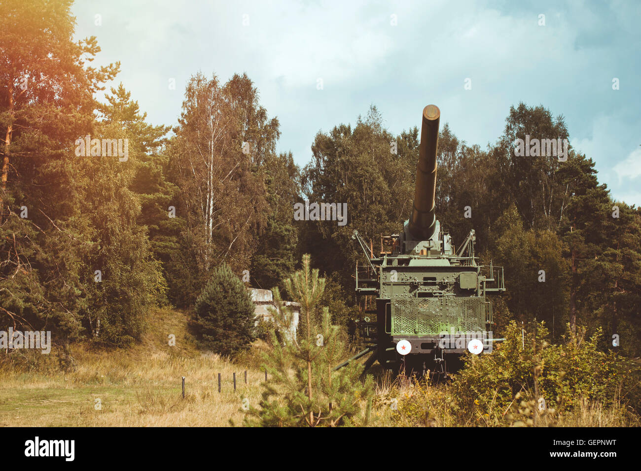 305 mm sur l'installation TM-3-12-militaire site historique de Fort Krasnaya Gorka, Russie Banque D'Images