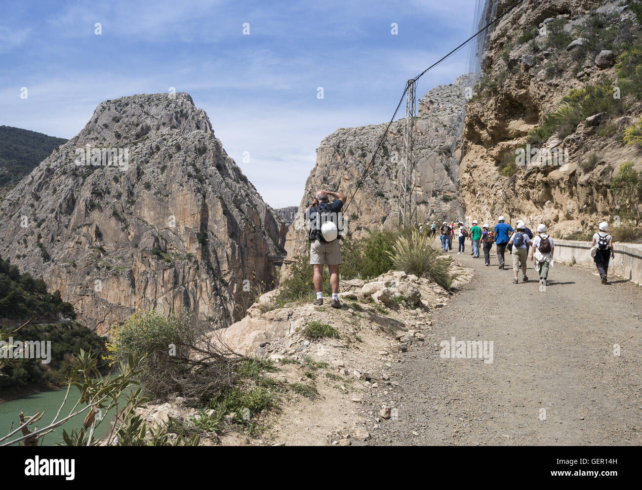 Le début de la montagne Caminito del Rey en passerelle suspendue Ardales, Malaga, Andalousie, Espagne Banque D'Images