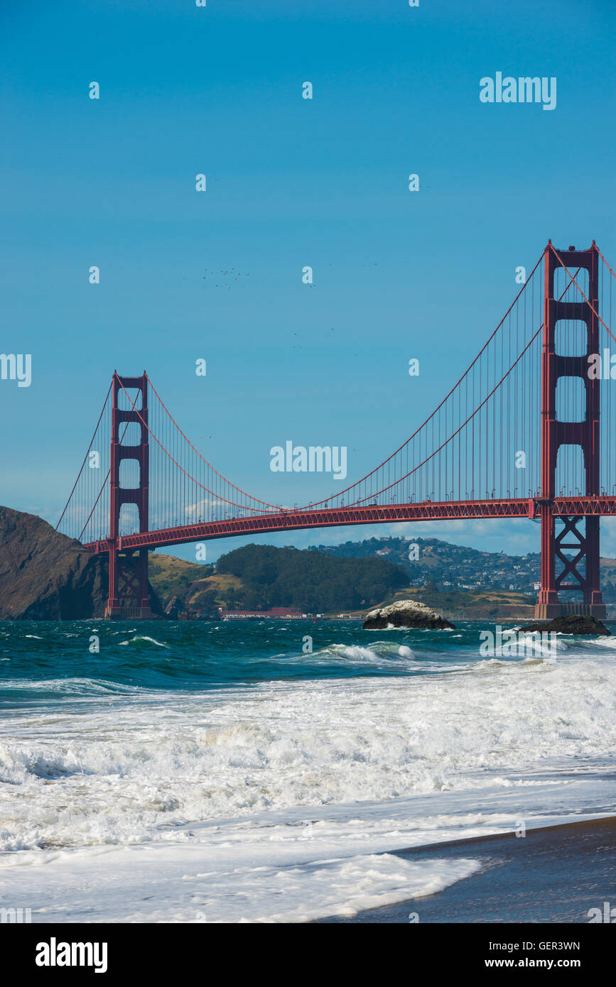 Golden Gate Bridge, vu de l'Baker Beach à San Francisco en Californie Banque D'Images