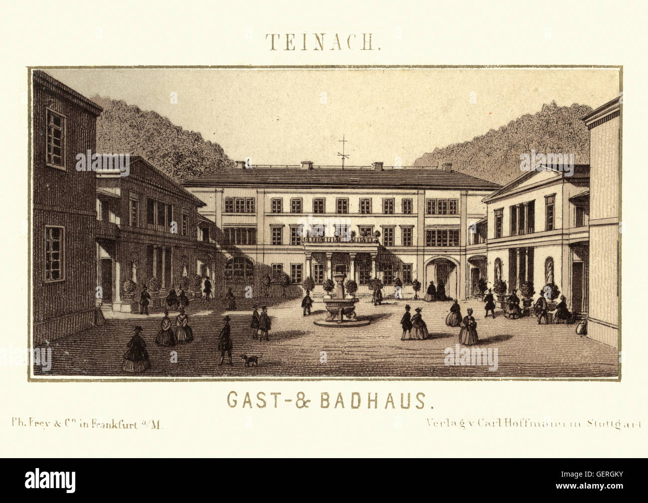 Bad Teinach-Zavelstein, Allemagne, 19e siècle. La ville est également célèbre pour être une station thermale avec des sources d'eau minérale pendant des siècles Banque D'Images