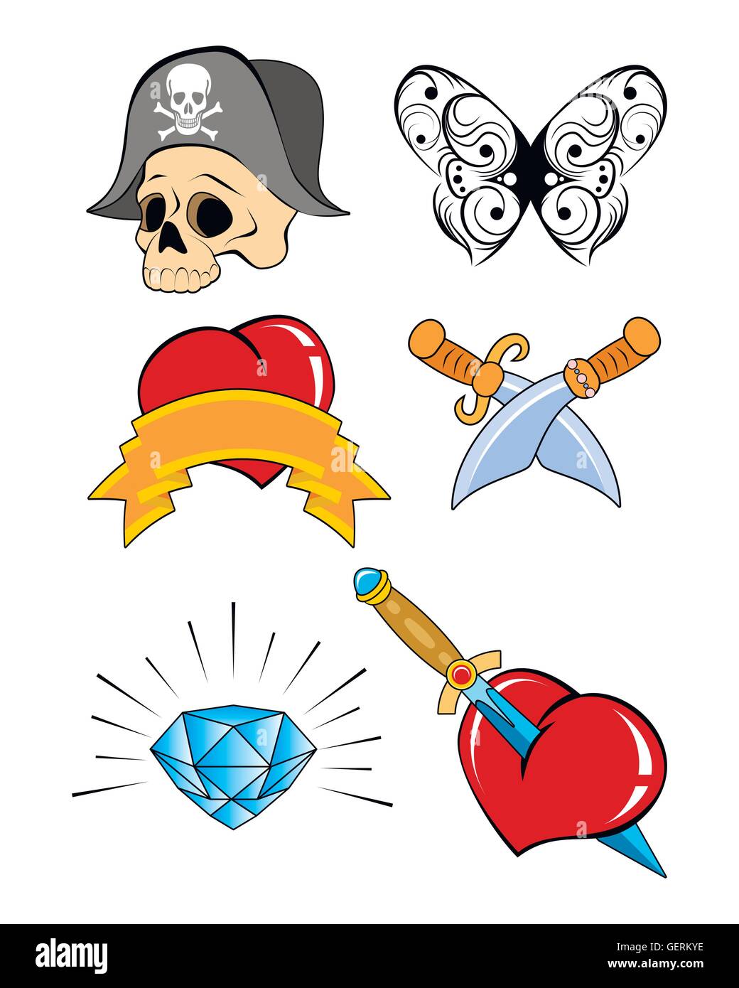 Vector illustration d'un jeu de tatouage 6 Illustration de Vecteur