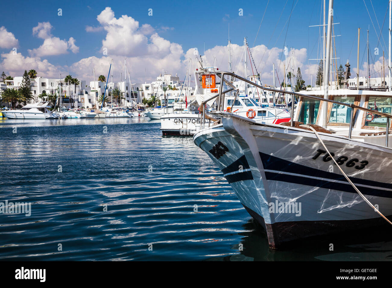 La marina de Port el Kantoui en Tunisie. Banque D'Images