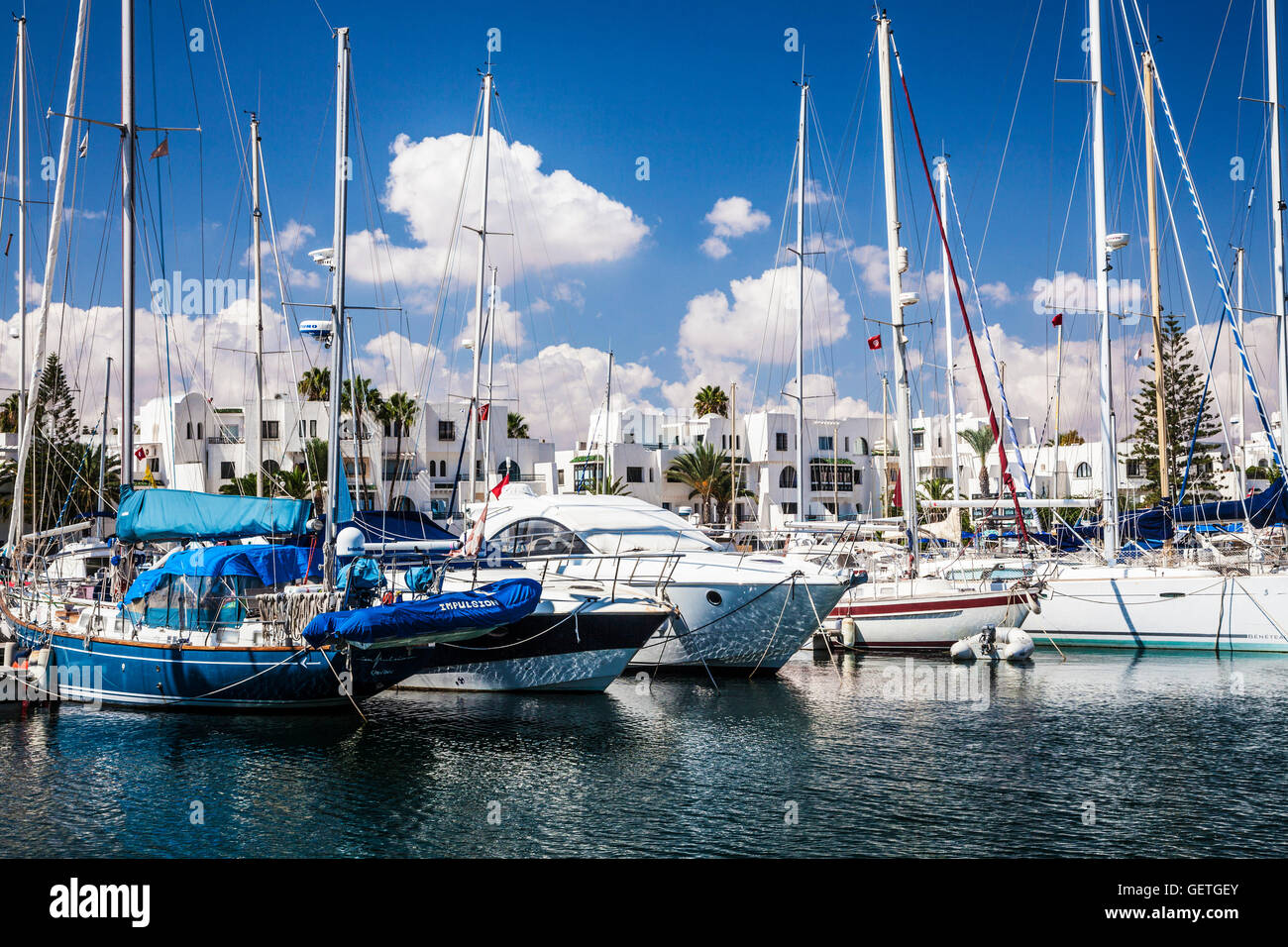 La marina de Port el Kantoui en Tunisie. Banque D'Images