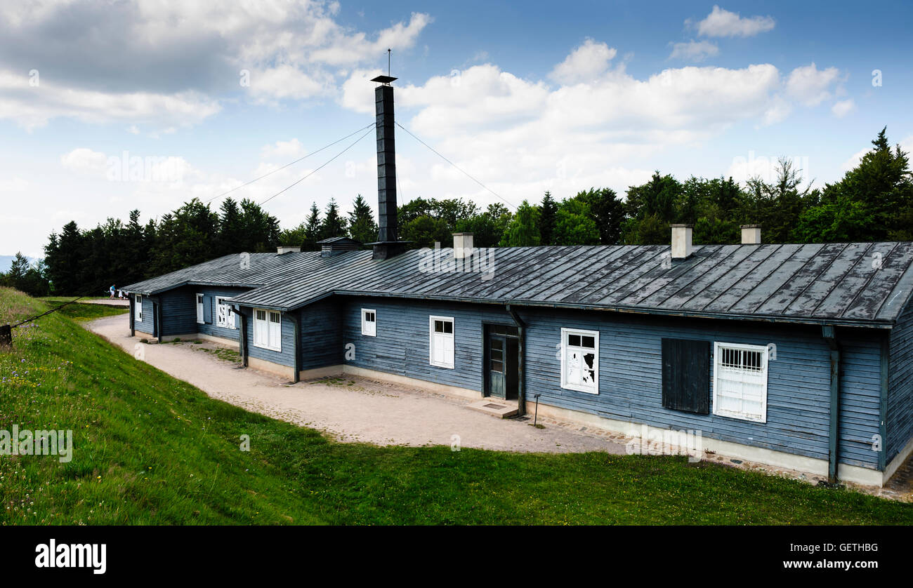 Bâtiment contenant l'expérimentation et à l'cremetoria Natzweiler-Struthof camp de concentration allemand situé dans les Vosges à proximité du village de Natzwiller. Banque D'Images