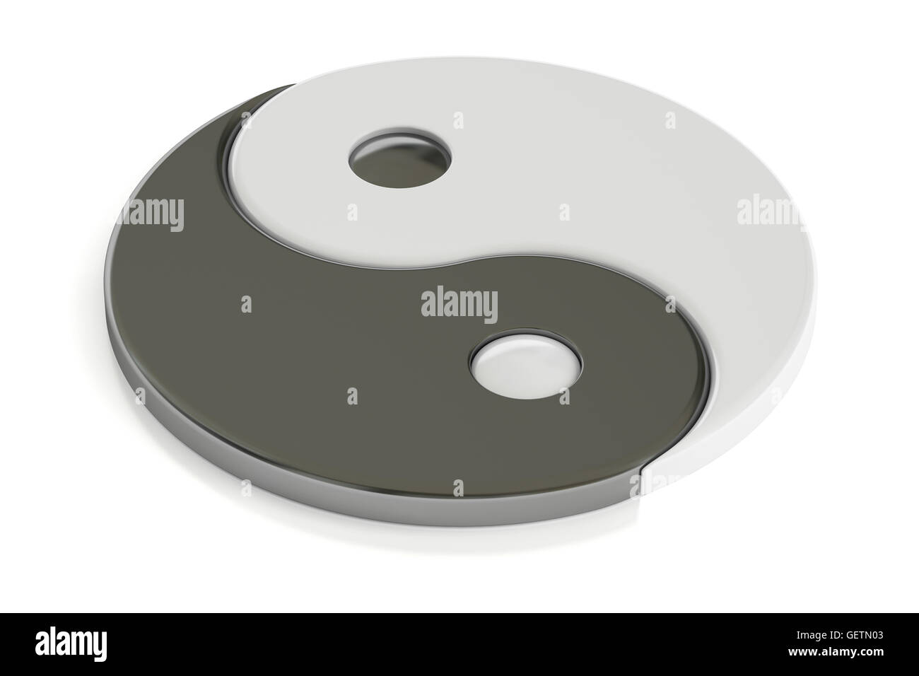 Le symbole Yin Yang, rendu 3D isolé sur fond blanc Banque D'Images