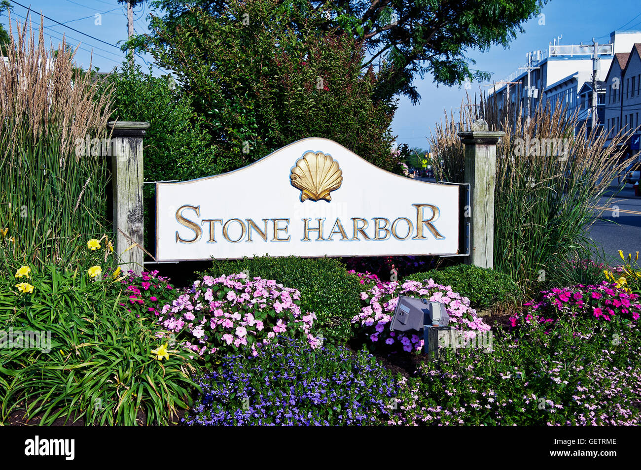 Stone Harbor panneau de bienvenue Photo Stock - Alamy