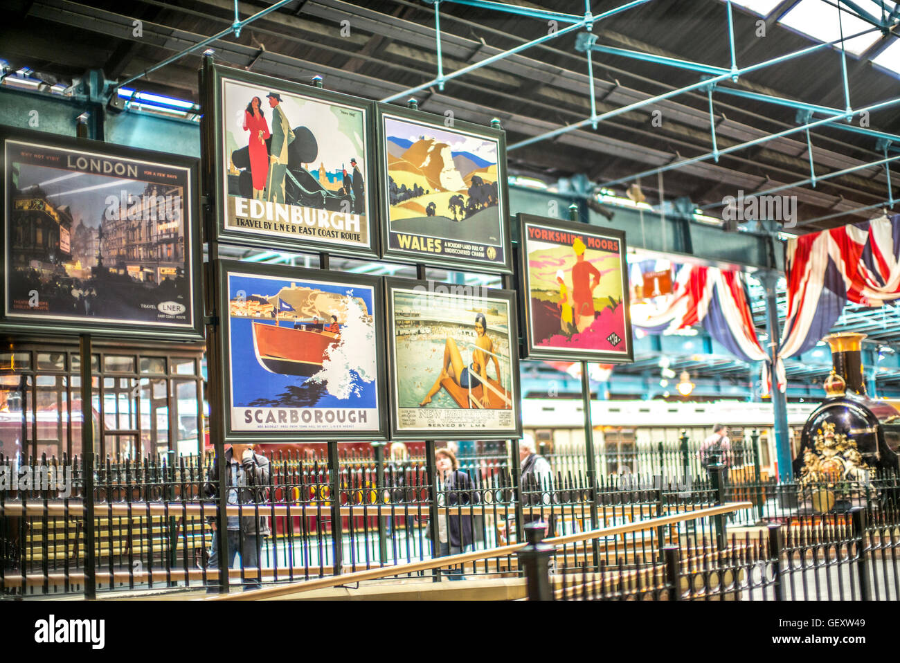 Intérieur du Musée National du chemin de fer dans la région de New York. Banque D'Images