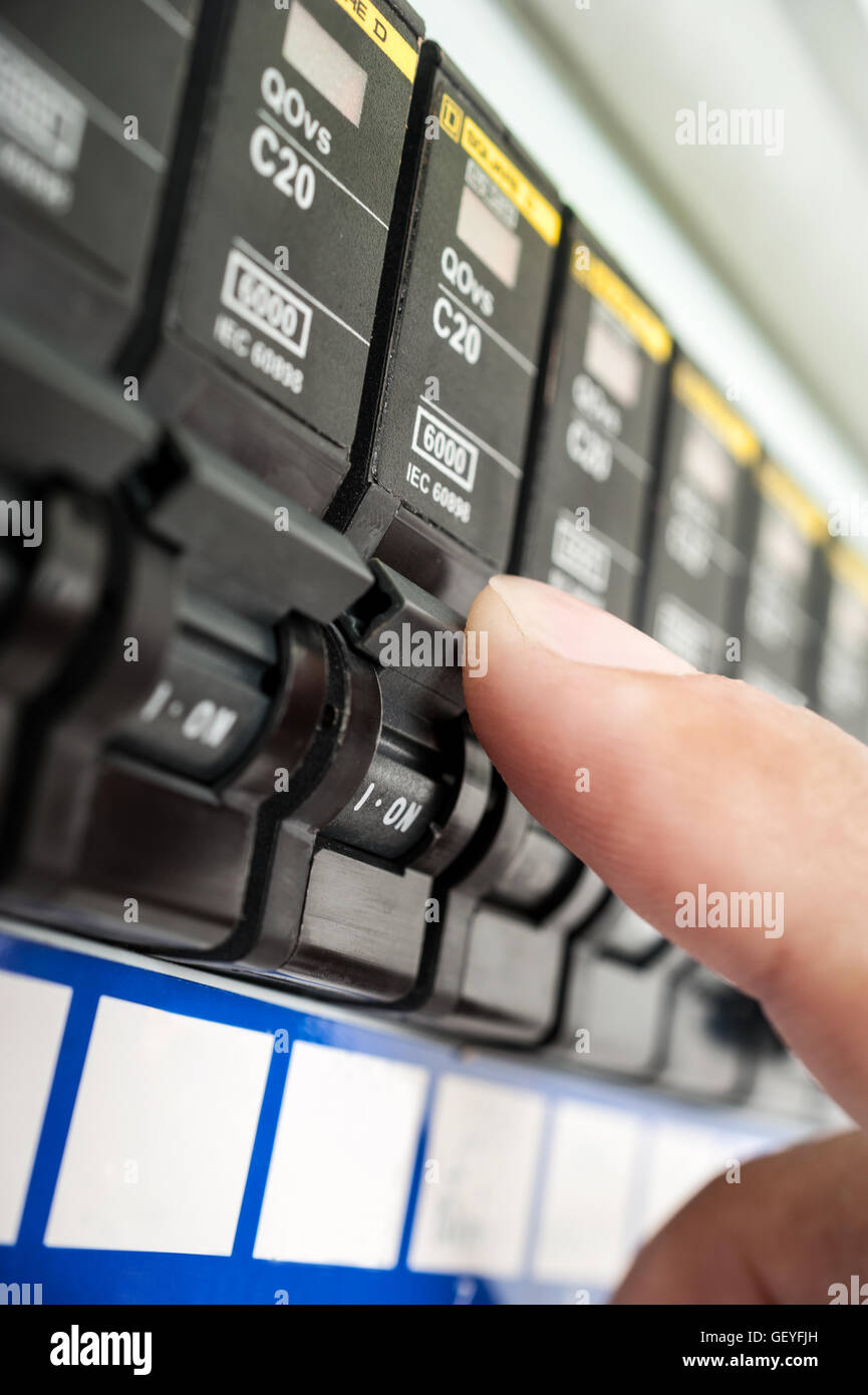 Closeup Détail de coupe-circuit automatique Banque D'Images