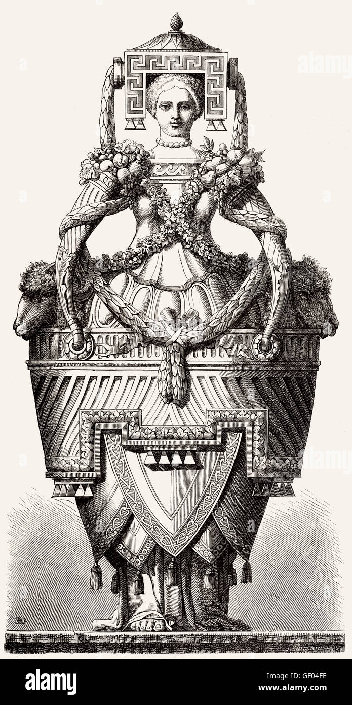 Des vases et des cheminées, conception Néoclassique par Ennemond-Alexandre Petitot, 1727-1801, un architecte d'origine française, la mariée, 1776 Banque D'Images