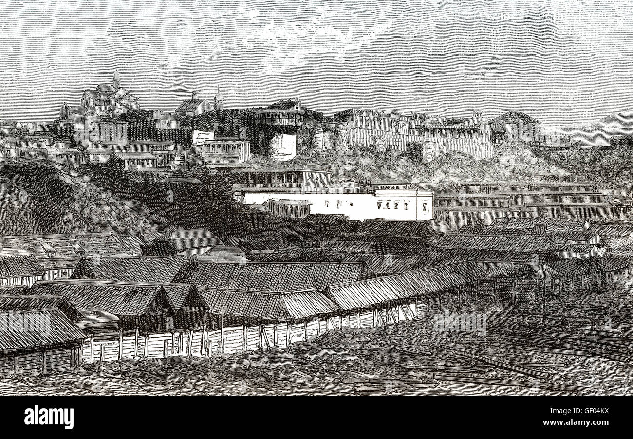 Ou Tbilissi Tiflis, la capitale de la Géorgie, région du Caucase, de l'Eurasie, 19e siècle Banque D'Images