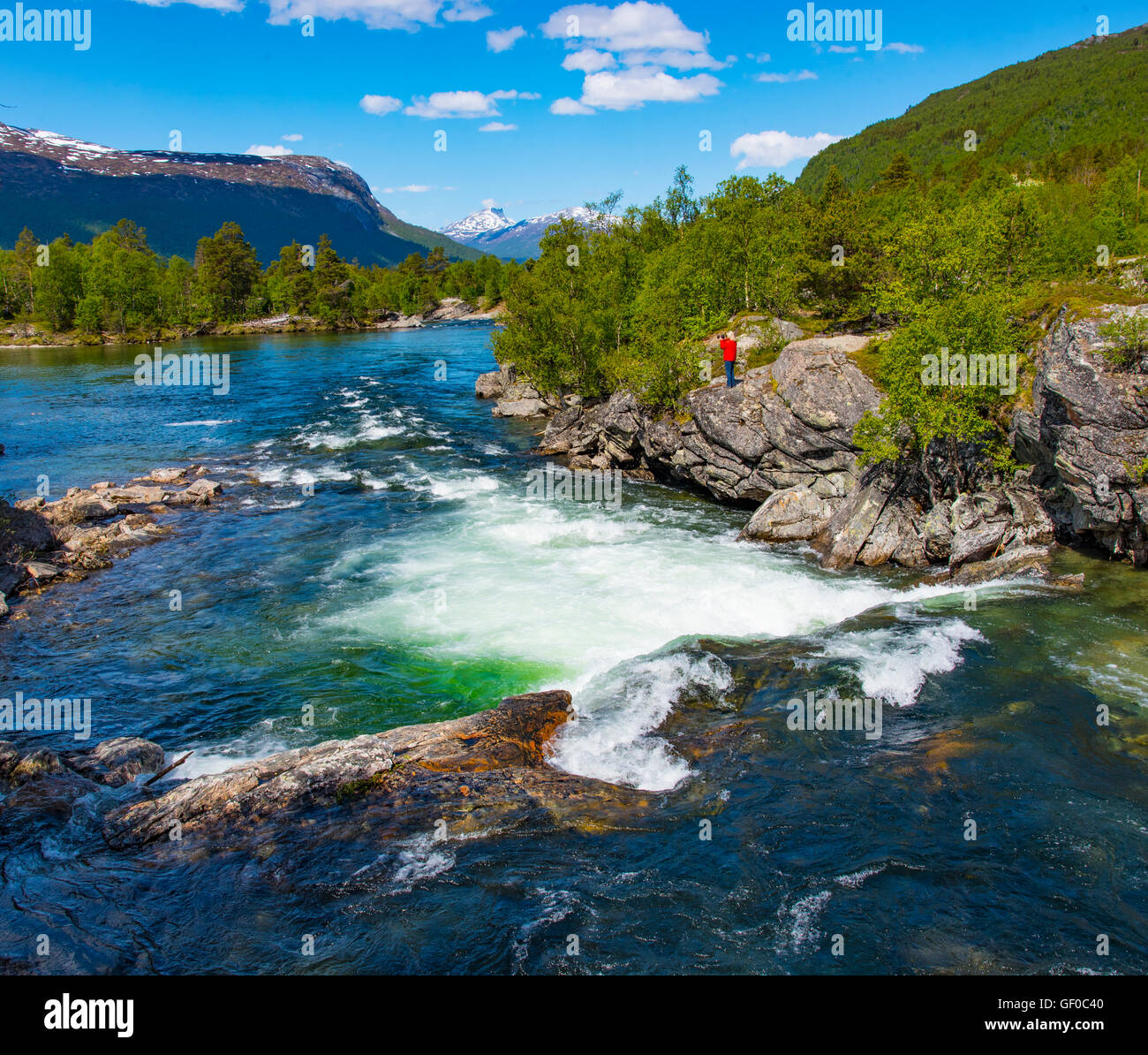 Cascades de la rivière Rauma, vallée de Romsdalen, More og Romsdal, Norvège, Scandinavie, Européenne Banque D'Images