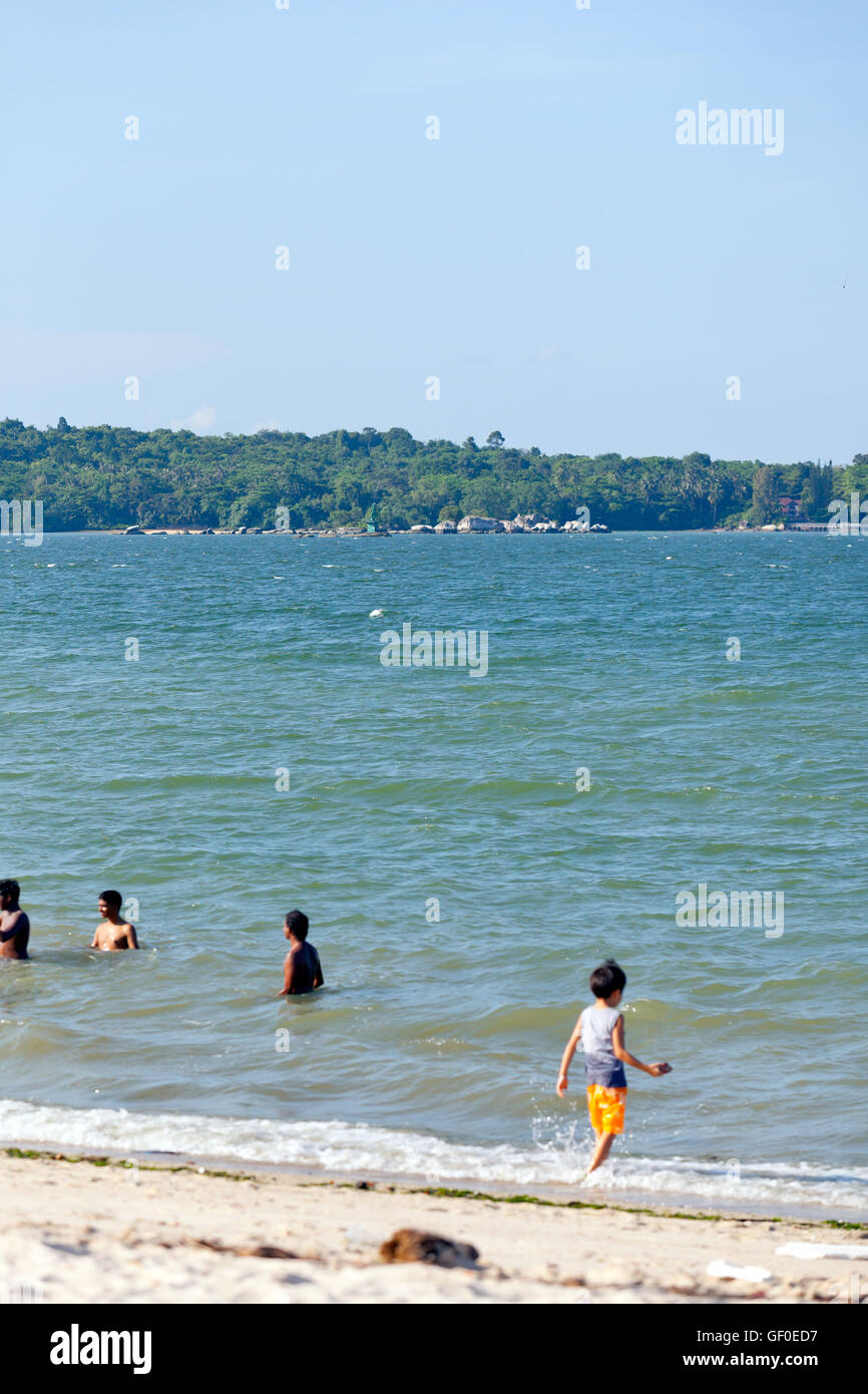 Détroit de Johor, Singapour Banque D'Images