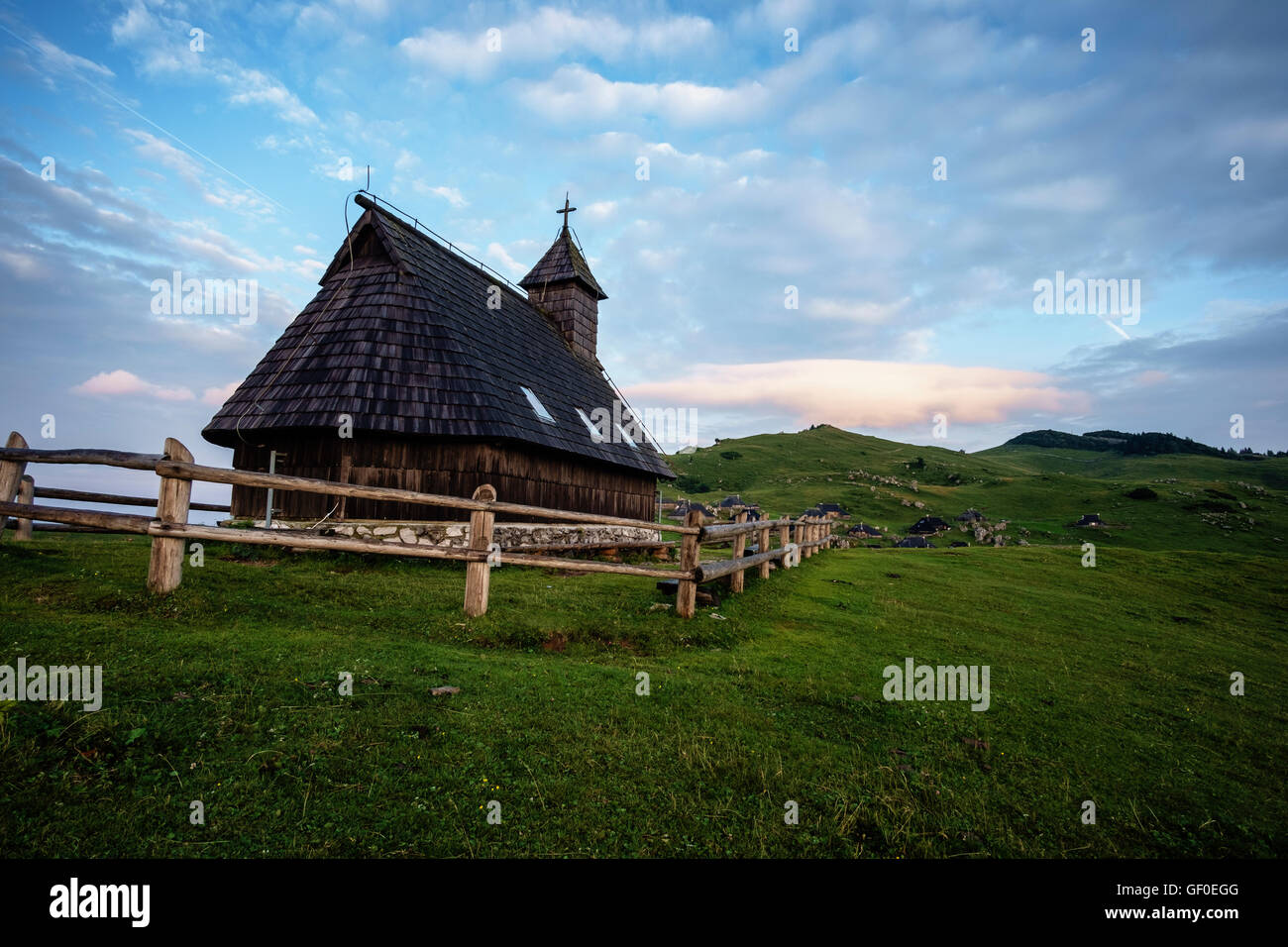 Chapelle de Sainte Marie de la neige sur Velika planina. Banque D'Images