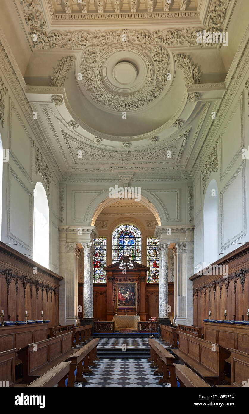 Pembroke College (ancienne chapelle) Hall, Cambridge. Conçu par Christopher Wren, construit 1663-1665 Banque D'Images