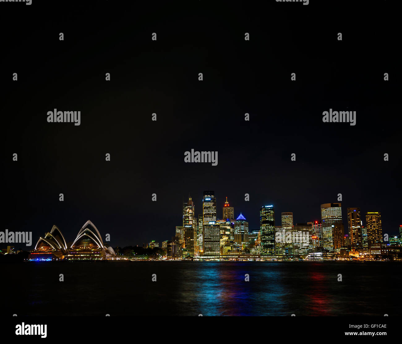 Le port de Sydney CBD opera house skyline sites célèbres en Australie pendant la nuit Banque D'Images
