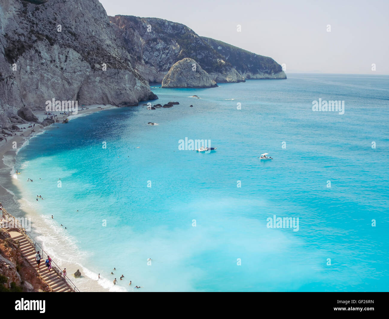 Porto Katsiki est une plage sur la mer Ionienne île de Lefkada, Grèce Banque D'Images