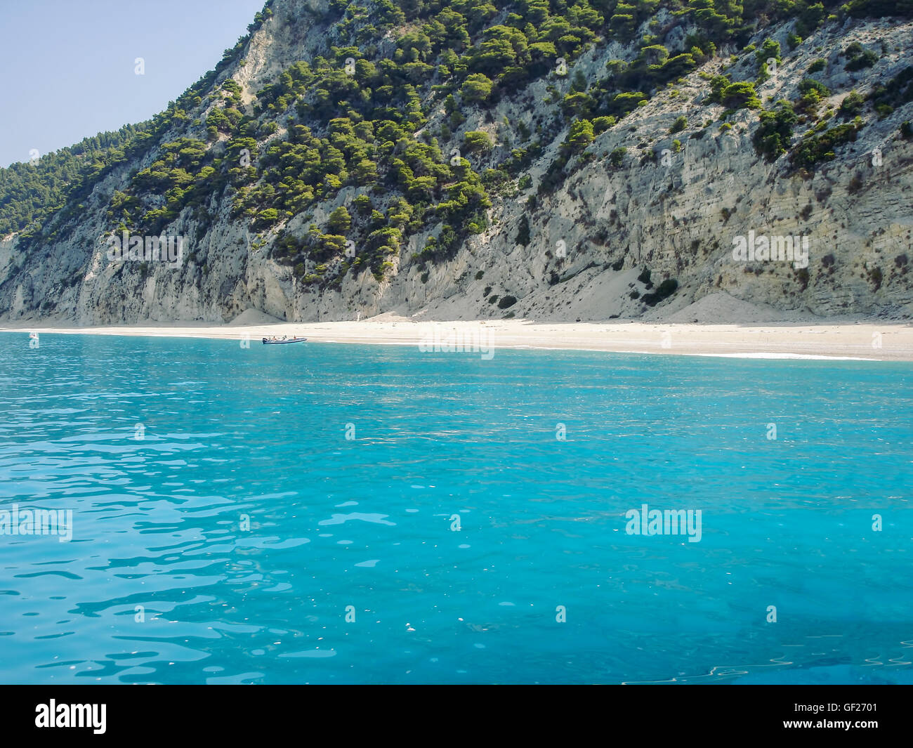 Plage sur la mer Ionienne île de Lefkada, Grèce Banque D'Images