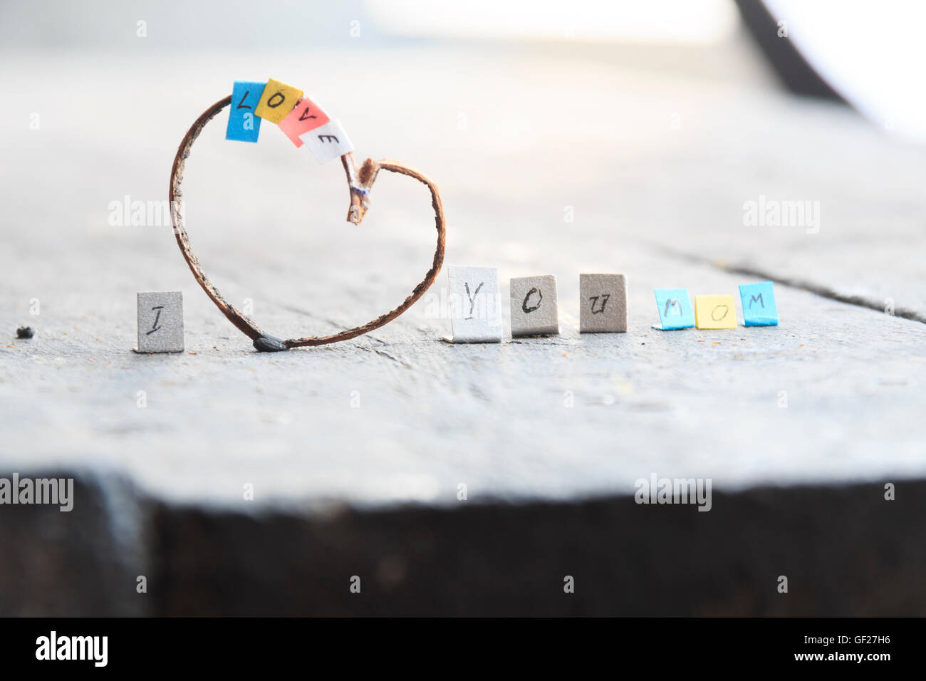 Texte QUE J'aime Maman heureuse pour la Fête des mères, fête. Banque D'Images