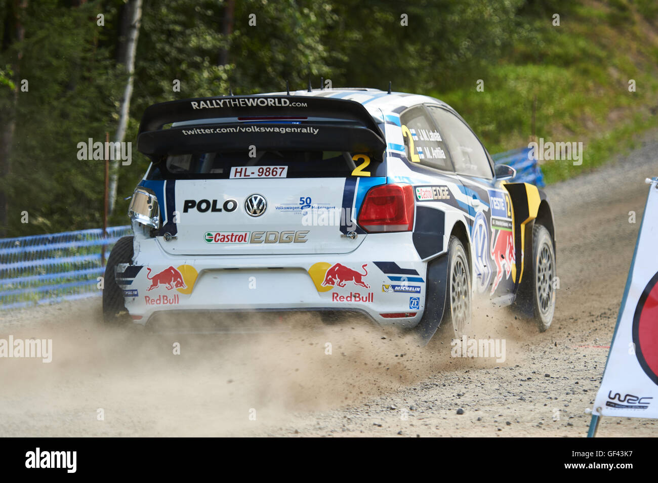 Jyväskylä, Finlande. 29 juillet, 2016. Jari-Matti Latvala et Miikka Anttila de Finlande de Finlande en action au cours de la SS6 de Neste Rally Finland 2016 dans les Volkswagen Polo R WRC de l'équipe Volkswagen Motorsport, le 29 juillet 2016 à Jyväskylä, Finlande Banque D'Images