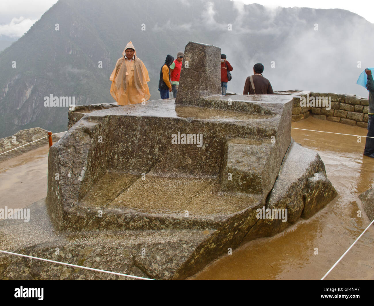 L'Inti Watana cadran solaire à Machu Picchu Banque D'Images