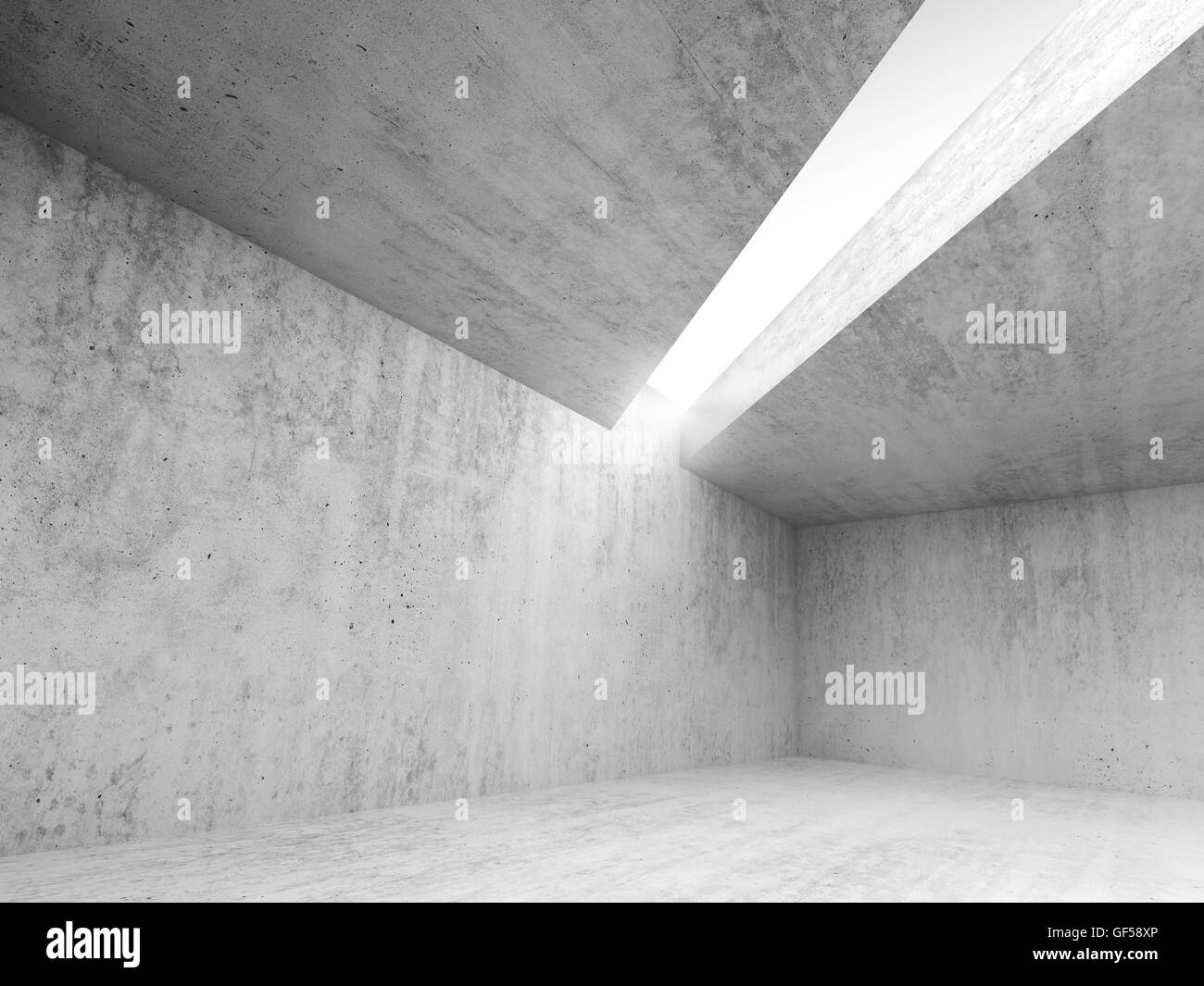 Abstrait architecture fond intérieur, vide local en béton avec de la lumière blanche ouverture dans le plafond, 3d illustration Banque D'Images