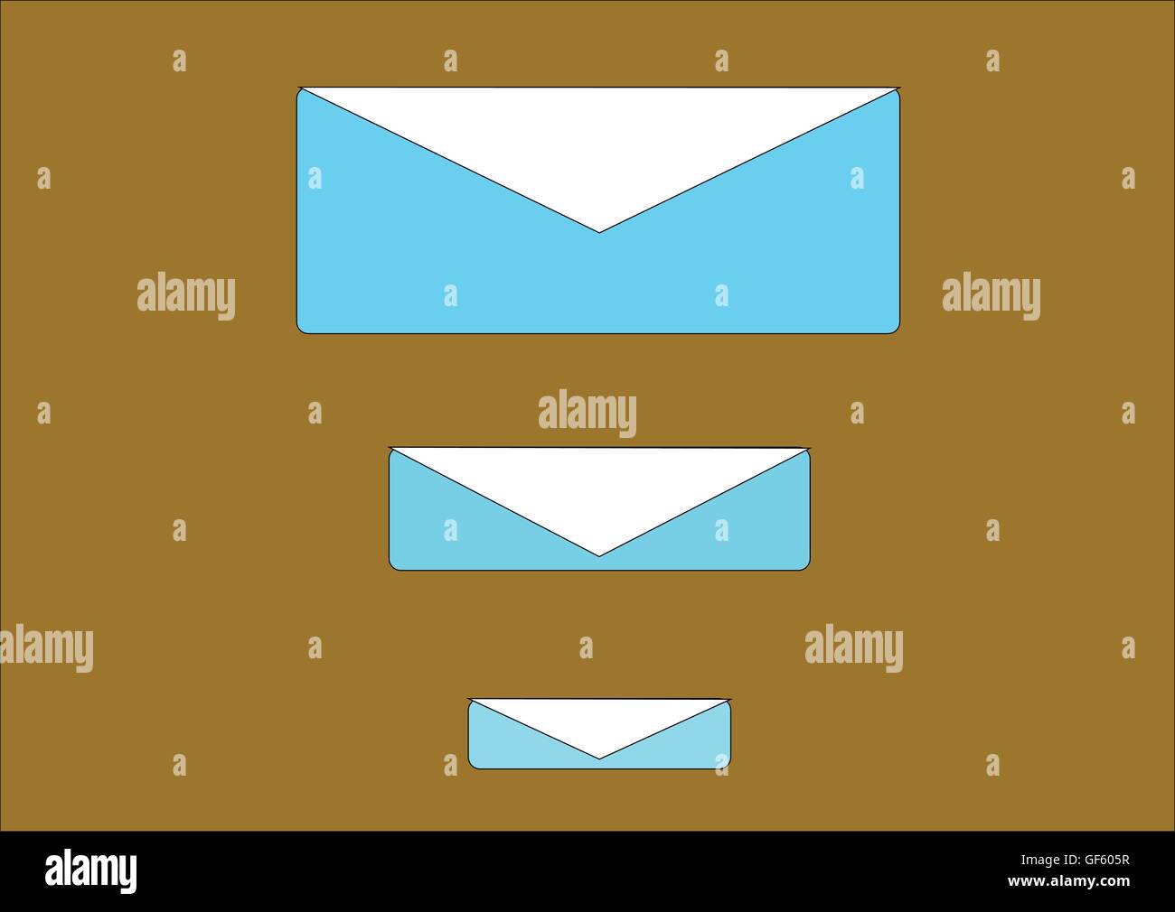 L'illustration qui décrit trois enveloppe postal sur fond sombre Illustration de Vecteur